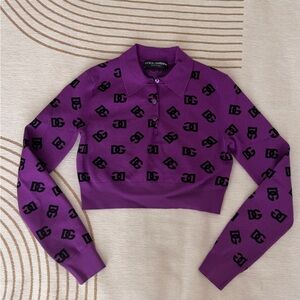 Dolce & Gabbana Purple Cropped Polo Top